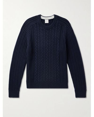 Paul Smith Cable-knit Cotton And Cashmere-blend Jumper - Blue