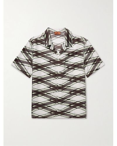 Missoni Camp-collar Printed Silk-twill Shirt - Grey