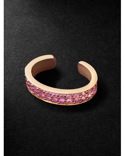 Anita Ko Ear cuff in oro rosa con zaffiri Double Row - Nero