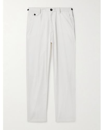 Dunhill Straight-leg Pleated Cotton-blend Chinos - White