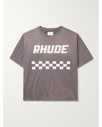 Rhude Off Road Logo-print Cotton-jersey T-shirt - Grey