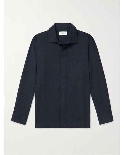 MR P. Cotton-flannel Shirt Jacket - Blue