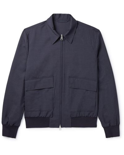 MR P. Pinstriped Wool And Silk-blend Blouson Jacket - Blue