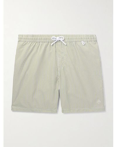 Loro Piana Bay Straight-leg Mid-length Logo-print Striped Swim Shorts - Natural