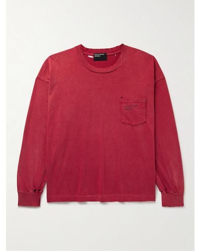 Enfants Riches Deprimes Thrashed Distressed Logo-print Cotton-jersey T-shirt - Red