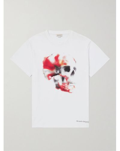 Alexander McQueen T-Shirt aus Baumwoll-Jersey mit Logoprint - Weiß