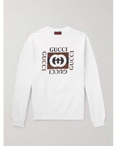 Gucci Logo-print Cotton-jersey Sweatshirt - White
