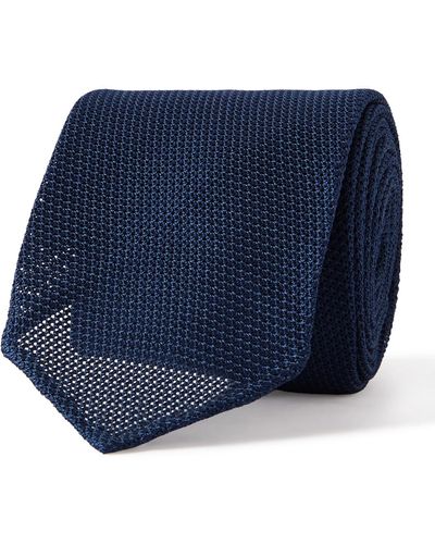 Drake's 8cm Silk-grenadine Tie - Blue