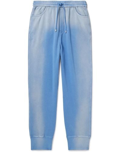 Loewe Tapered Tie-dyed Cotton-jersey Sweatpants - Blue