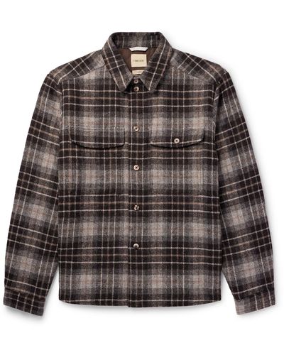 De Bonne Facture Checked Wool-twill Overshirt - Black