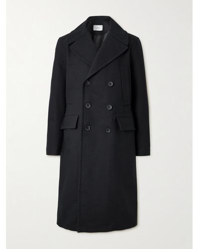 MR P. Great Double-breasted Woven Coat - Blue