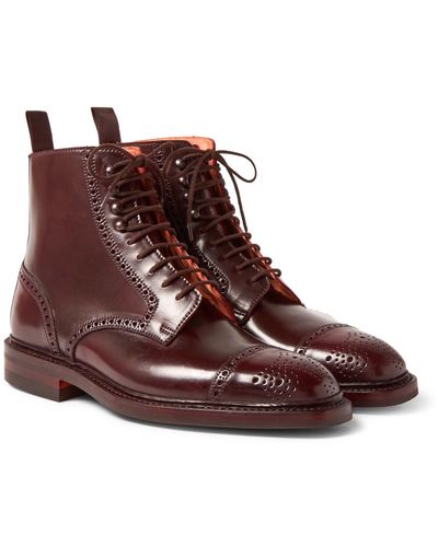 George Cleverley Toby Cap-toe Horween Shell Cordovan Leather Brogue Boots - Brown
