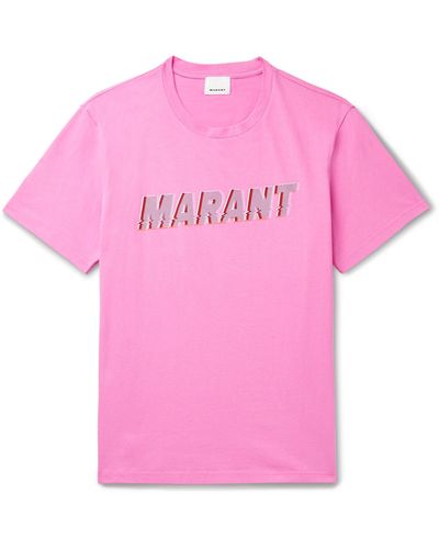 Isabel Marant Flash Logo-print Cotton-jersey T-shirt - Pink