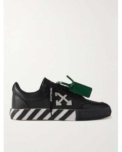 Off-White c/o Virgil Abloh Vulcanized Logo-embossed Leather Low-top Trainers - Black