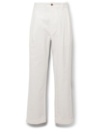Ghiaia Marinaio Straight-leg Pleated Cotton-twill Chinos - White