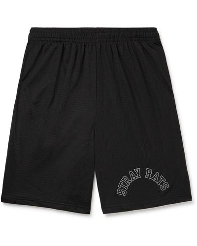 Stray Rats Arch Straight-leg Logo-print Mesh Shorts - Black