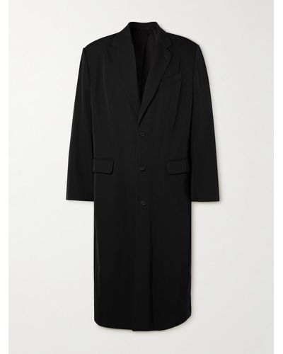 Balenciaga Cappotto oversize in drill di cotone con logo applicato - Nero