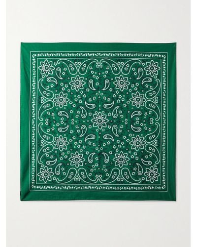 Drake's Paisley-print Cotton Bandana - Green