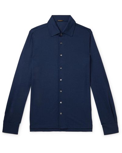 Rubinacci Wool-piqué Shirt - Blue