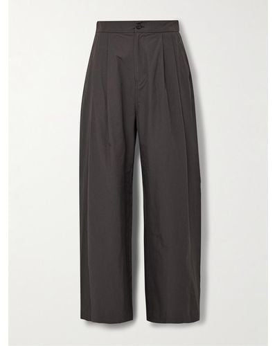 Amomento Wide-leg Pleated Shell Trousers - Grey
