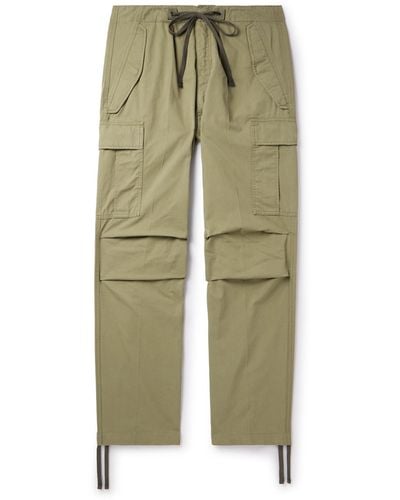Tom Ford New Enzyme Straight-leg Cotton-twill Drawstring Cargo Pants - Green