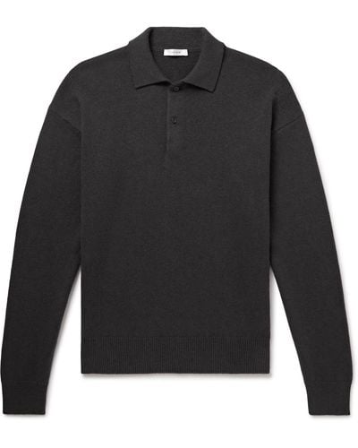 The Row Joyce Cotton And Cashmere-blend Polo Shirt - Black
