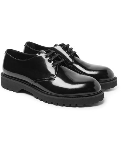 Saint Laurent Liverpool Patent-leather Derby Shoes - Black