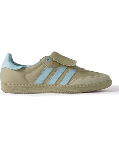 adidas Originals Humanrace Samba Suede-trimmed Leather Sneakers - Green