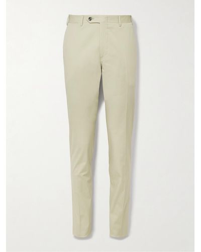 Canali Kei Slim-fit Cotton-blend Suit Trousers - Natural