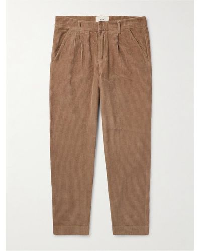 Folk Signal Tapered Pleated Cotton-corduroy Trousers - Natural