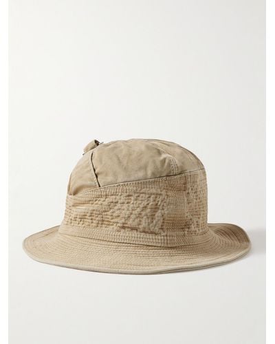 Kapital The Old Man And The Sea Distressed Buckled Cotton-twill Bucket Hat - Natural