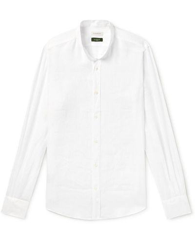 Incotex Glanshirt Grandad-collar Linen Shirt - White