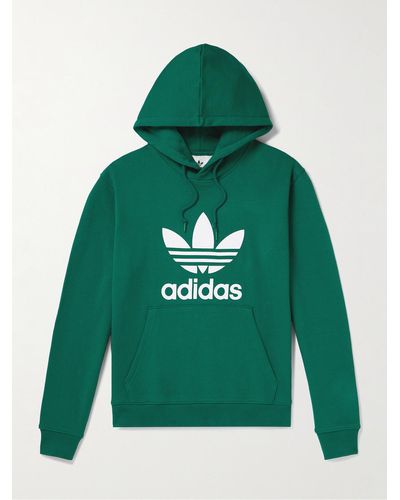 adidas Originals Logo-print Cotton-jersey Hoodie - Green