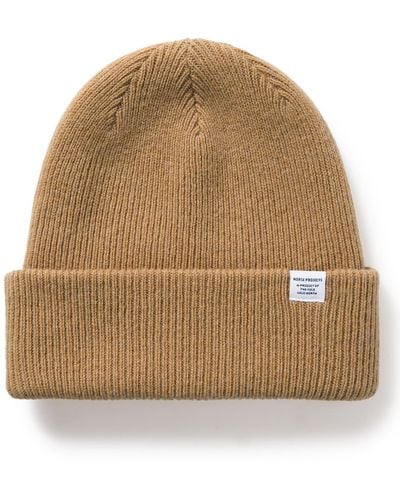 Norse Projects Logo-appliquéd Ribbed Merino Wool Beanie - Natural