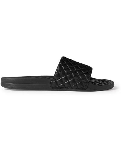 Athletic Propulsion Labs Lusso Quilted Leather Slides - Black