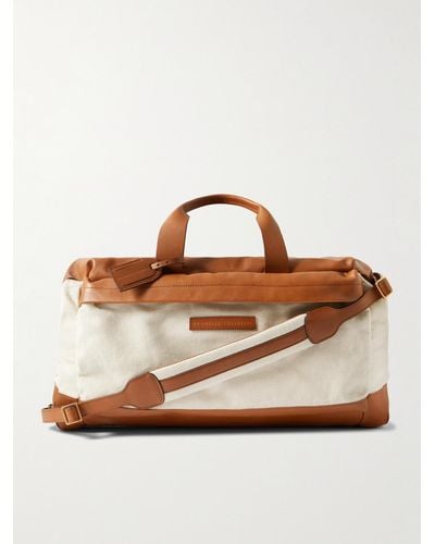 Brunello Cucinelli Leather-trimmed Cotton And Linen-blend Canvas Duffle Bag - Brown