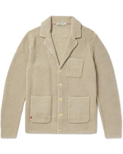 Alex Mill Ribbed Linen And Cotton-blend Cardigan - Natural