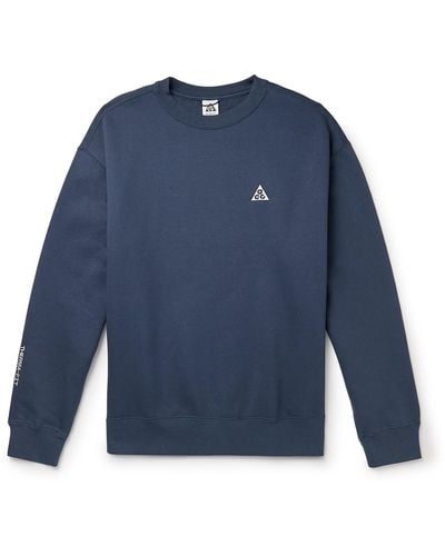 Nike Acg Logo-embroidered Therma-fit Sweatshirt - Blue