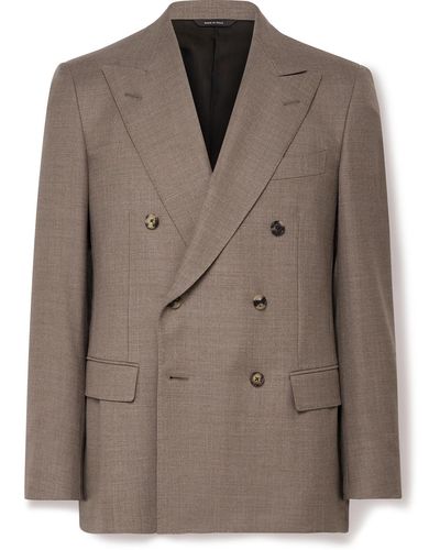 Loro Piana Double-breasted Virgin Wool-twill Suit Jacket - Brown