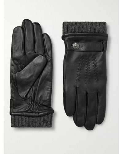 Dents Henley Leather and Wool-Blend Tech Gloves - Nero