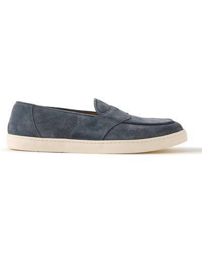 George Cleverley Joey Suede Penny Loafers - Blue