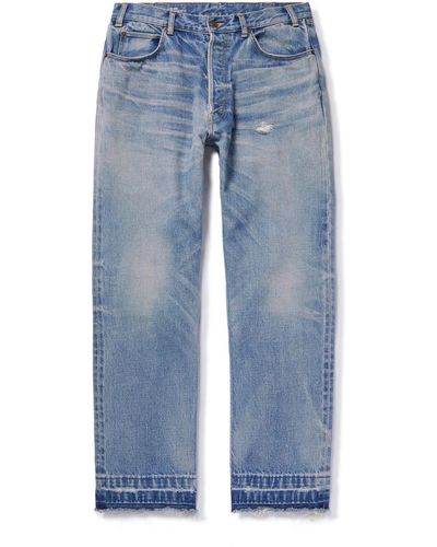 CELINE HOMME Kurt Straight-leg Distressed Jeans in Blue for Men | Lyst