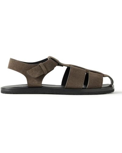The Row Fisherman Suede Sandals - Brown
