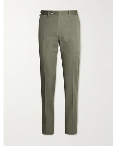 Canali Kei Slim-fit Tapered Stretch-cotton Twill Suit Trousers - Green