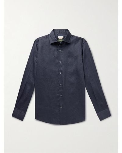 Incotex Glanshirt Slim-fit Linen Shirt - Blue