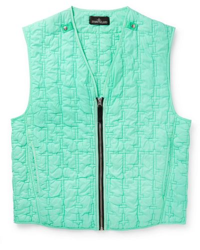 Stone Island Shadow Project Quilted Padded Coated-shell Gilet - Green