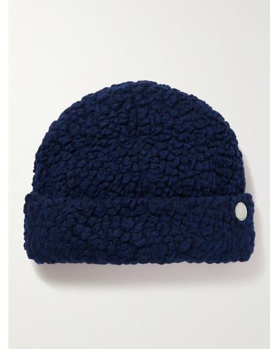 Folk Beanie aus Fleece mit Logoapplikation - Blau