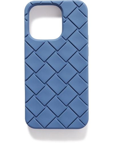Bottega Veneta Intrecciato Rubber Iphone 14 Pro Case - Blue