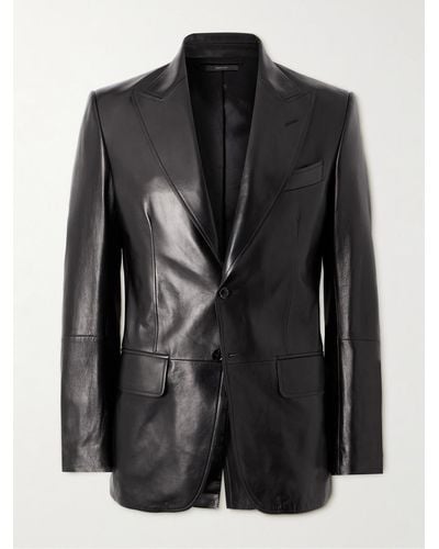 Tom Ford Slim-fit Leather Blazer - Black