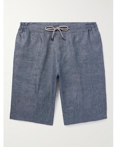 De Petrillo Straight-leg Linen Drawstring Shorts - Blue